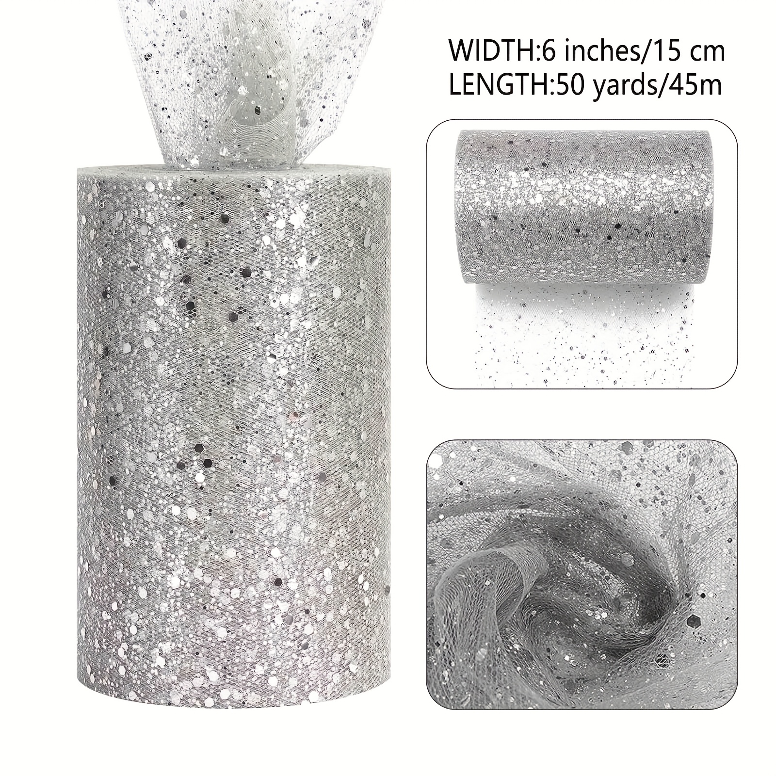 E-shop [. Glitzer Tüll] . Glitzer Tüllrollen, 6 Zoll x 50 Yards | 15 Farben Tüll Stoffspule Band Netz Stoffspule Gaze Mesh Band Bastelband, Pailletten