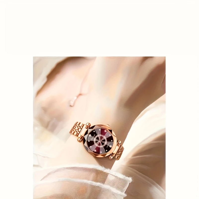 relógio de para mulheres - pulseira elegante de aço inoxidável, resistente a choques, 3atm, display analógico detalhes 4
