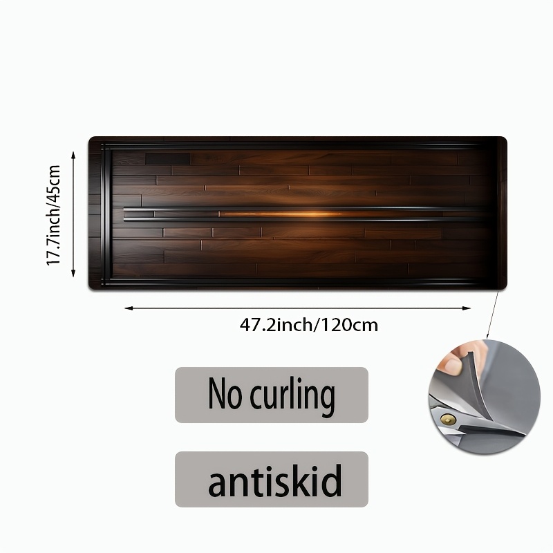 Image of Wood Grain, 3mm Thickness, Super Non-slip Kitchen Mat: Durable, Suitable For Kitchen, Bathroom, Home, Office, Sink, Laundry Room, Living Room , And , Size Combinations . Gift