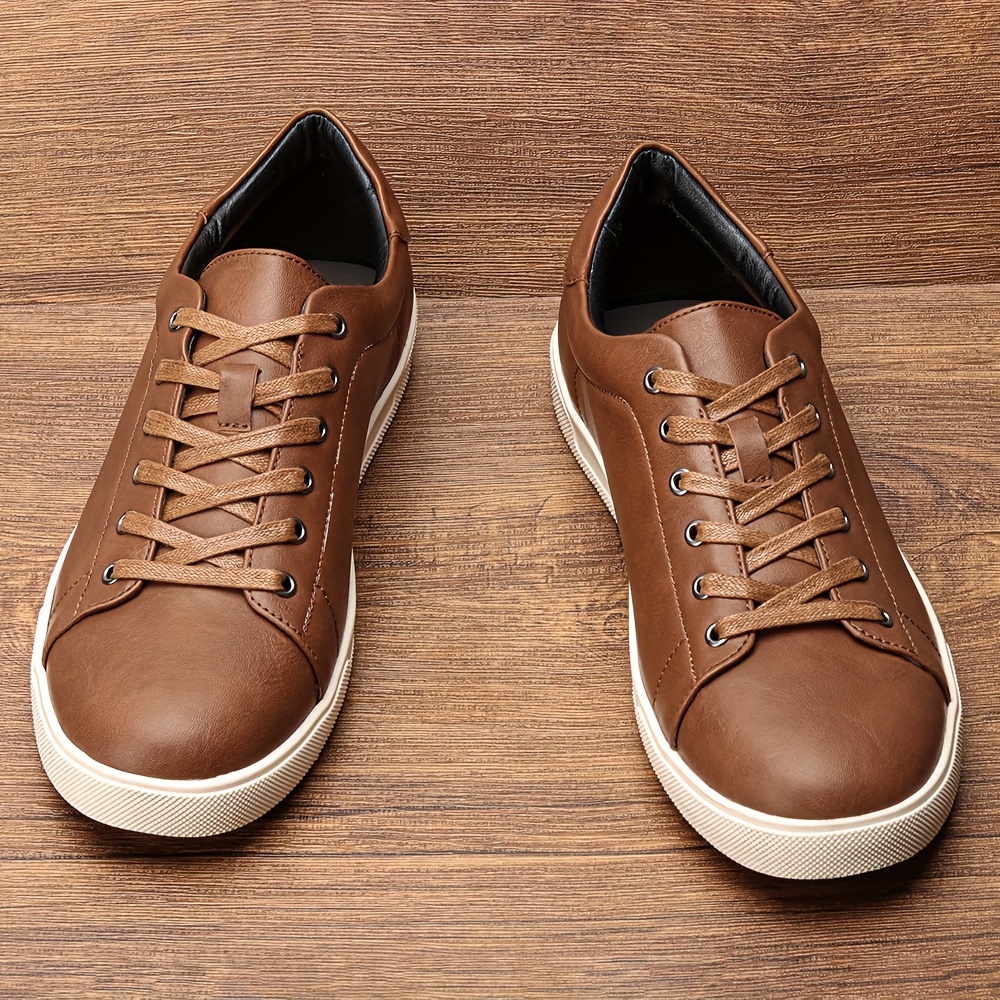 mens vintage style brown sneakers casual lace shoes rubber Temu