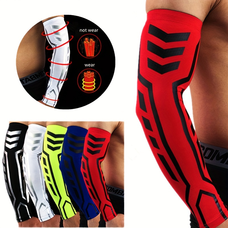 2Pcs Compression Arm Sleeves Basketball Cycling Arm Support Sleeves Arm  Warmer Sports Running UV Protection Tattoo Cover