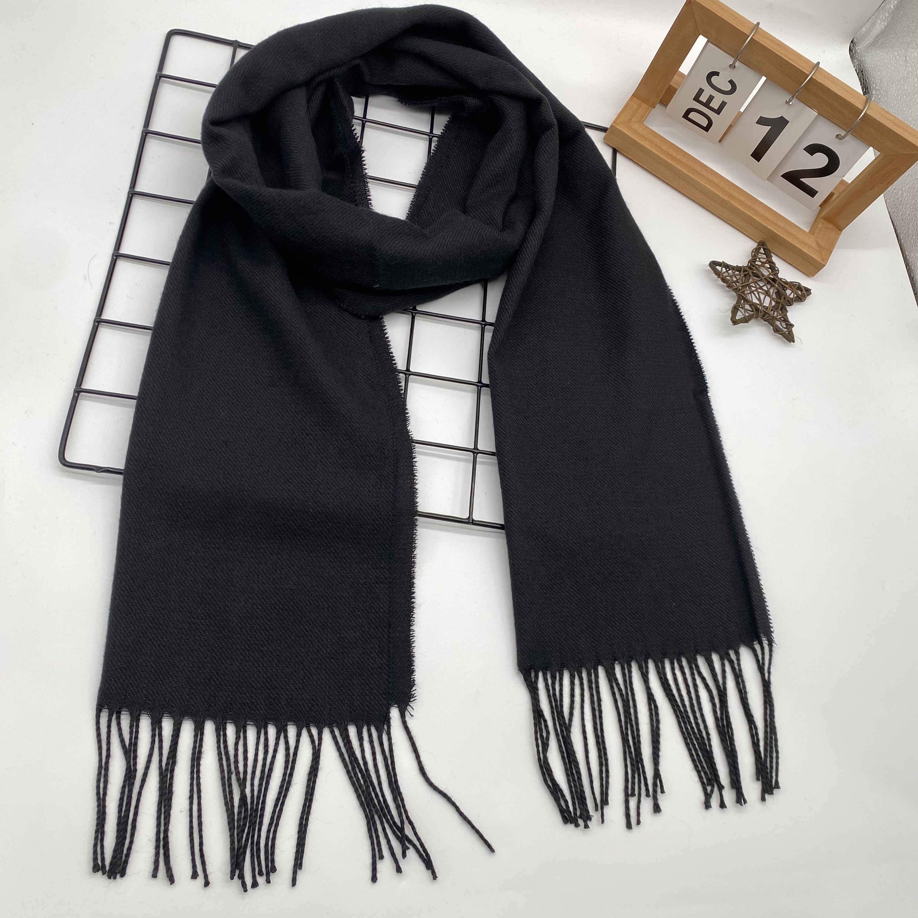 1pc Winter Scarf With Tassel Edge, Soft And Warm Scarf