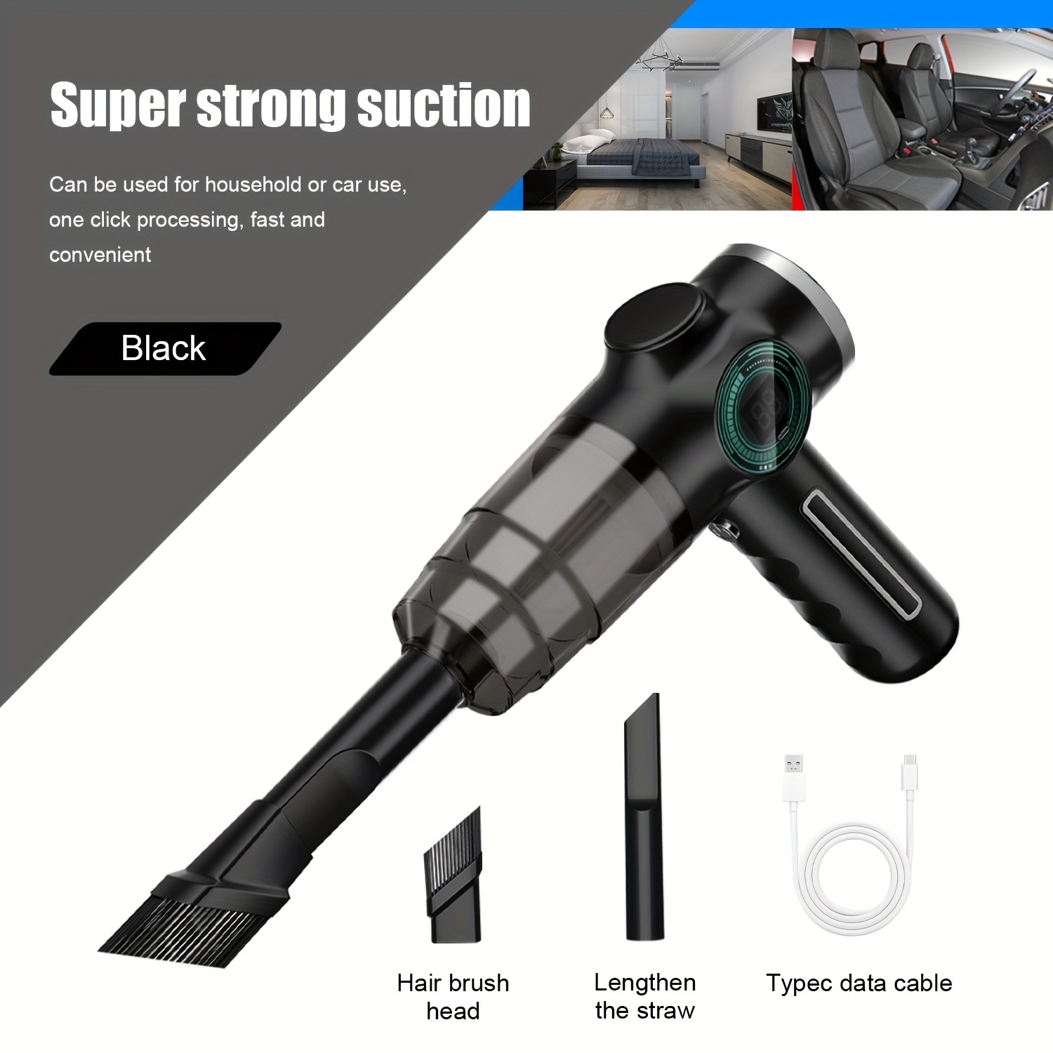 TEMU Portable Wireless Handheld Vacuum Cleaner, Suction Wireless Vacuum Cleaner, Rechargeable Strong Vacuum Suction, Suitable For Cars/offices/homes