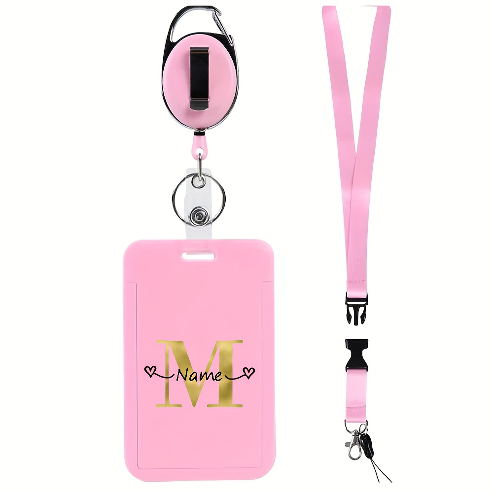 TEMU Porte-badge d'identification 2D personnalisable en plastique avec porte-clés rétractable - Étui porte-étiquette nominative personnalisée pour