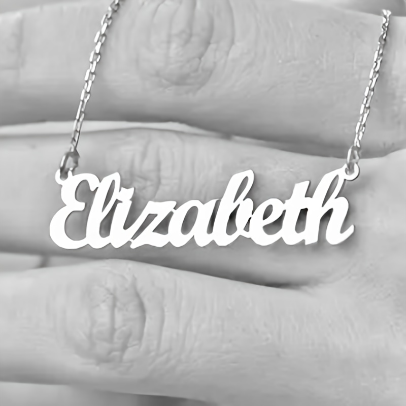 TEMU [custom Necklace] Customized Personalized English Letter Name Pendant Necklace Stainless Steel 18k Golden Plated Personalized Necklace
