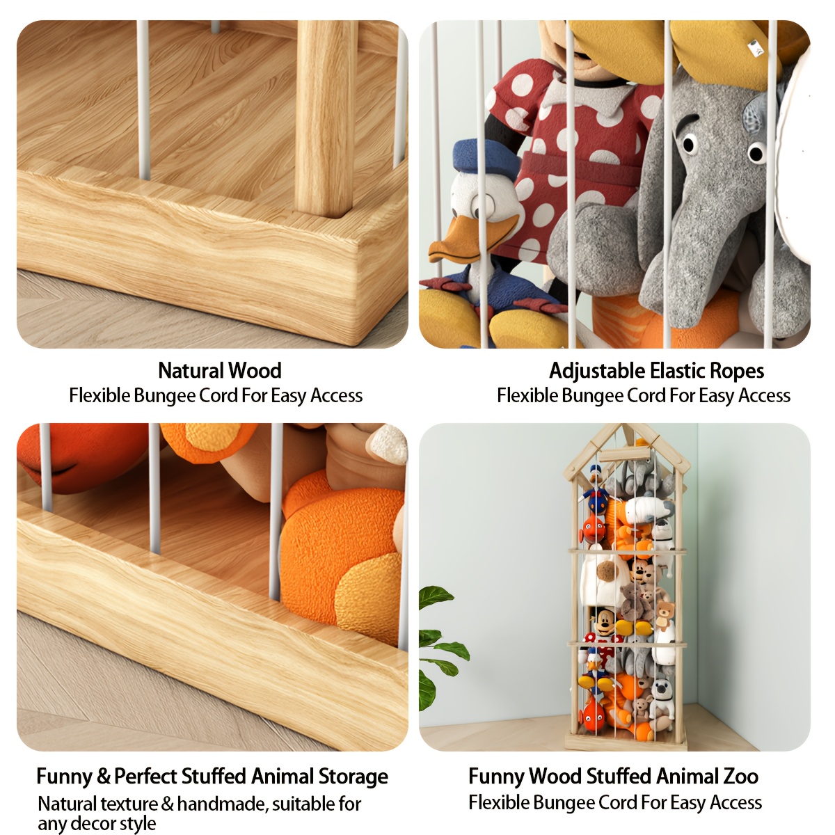 Plush Storage Storage For Stuffed Animals St￭ Animal Storage, Wood Zoo ...