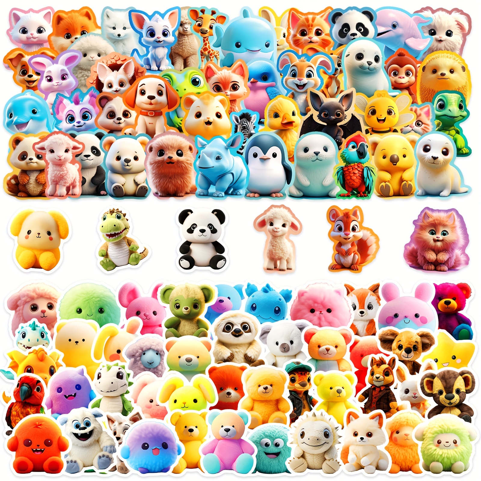 

100pcs Mixed Cartoon Animal Stickers, Cartoon 3d Animal Stickers For Water Cup Refrigerator Book Luggage Table Helmet Skateboard Camera Guitar Laptop