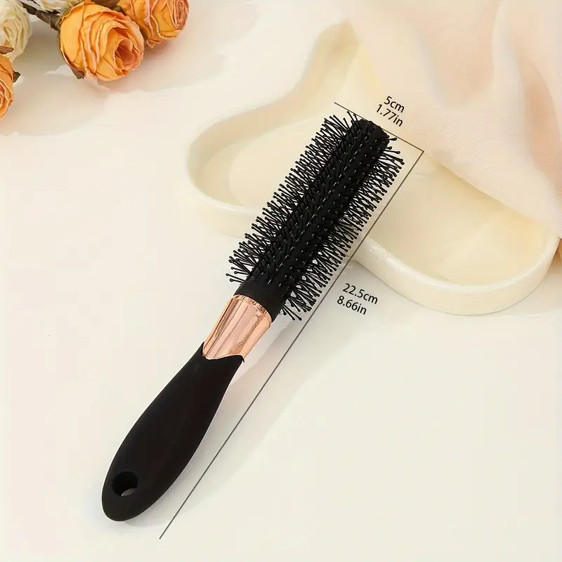 round barrel hair brush for easy smooth curls and straight styles 1 pack plastic bristle normal hair type fine tooth comb with abs plastic handle portable professional styling tool details 4