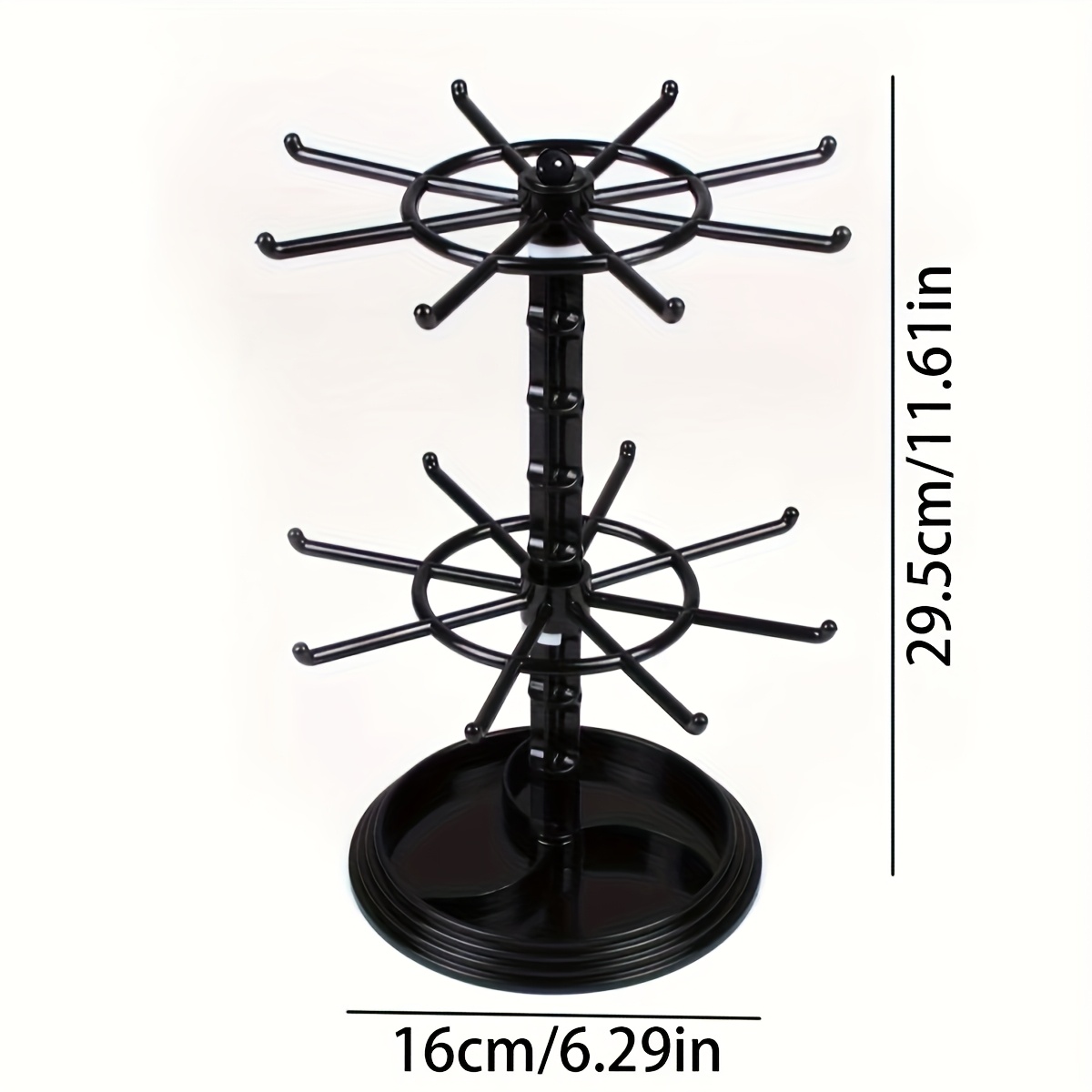 Image of 1pc 2-layer Rotatable 16-hook Storage Rack, Adjustable Lower Distance, Keychain Display Rack, Convenient Key Storage At The Entrance, Glasses, Jewelry And Other Additions