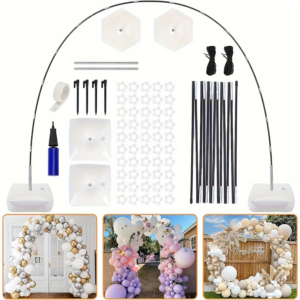 

1pc Balloon Arch Kit With Base, Adjustable Balloon Arch Stand For Floor With Pumps, Water Fillable Base, Balloon Clips For Wedding Birthday Party Supplies Graduation Season Mother's Day1079x96.1in