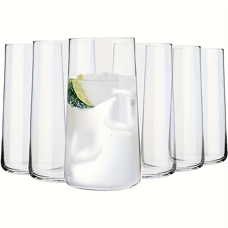 TEMU Set Of 6 Water Glasses, Each Holding 17.5 Ounces, Made Of And Lightweight, Perfect For Serving Juice, Iced Tea, Mojitos, And Suitable For Kitchen And Bar Use