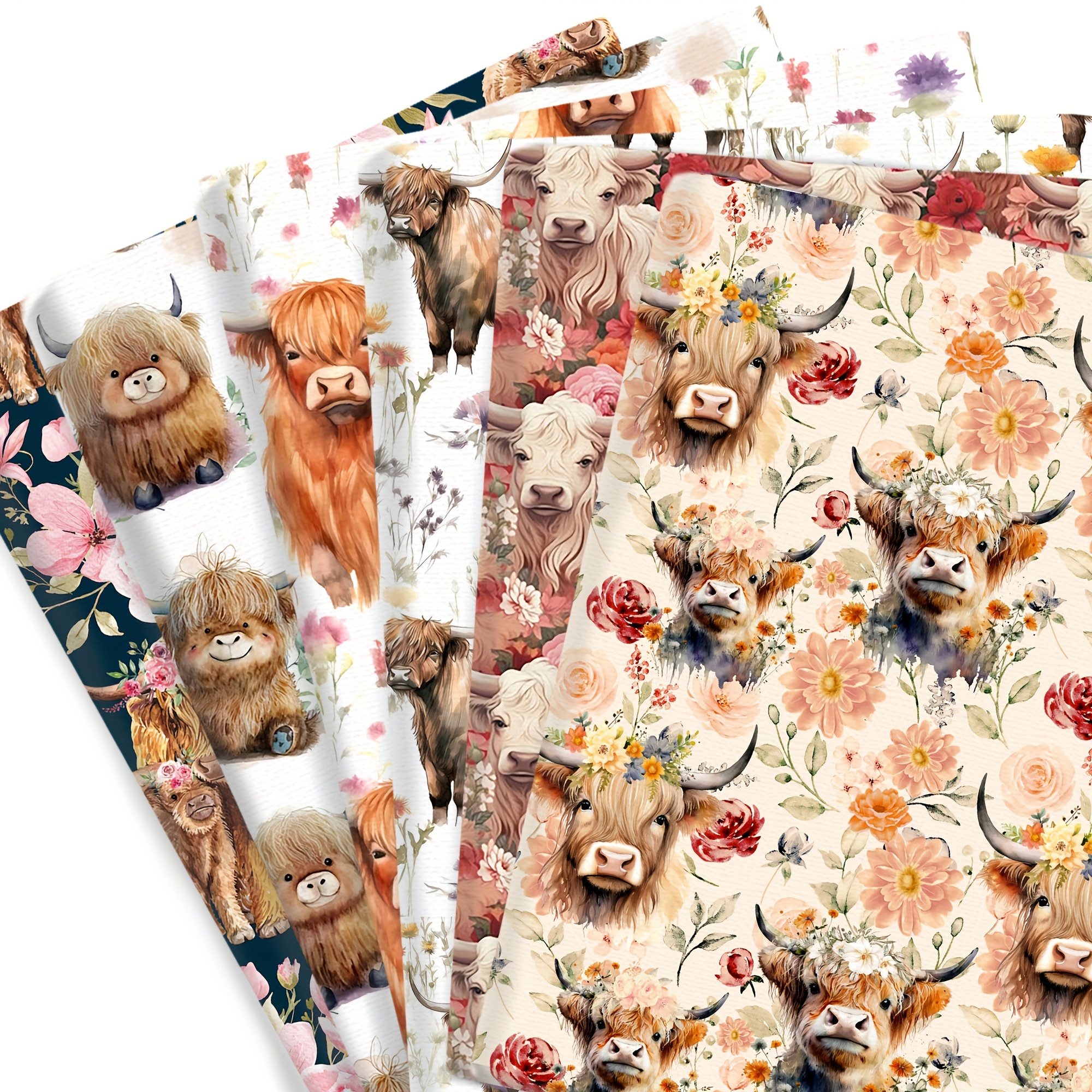 

1pc Floral Animals Cows Series Quilting Fabric - 57x19.68inch Polyester Cotton Blend Precut Fabric For Patchwork, Diy Handmade Craft & Doll Clothes - Hand Wash Only, Printed Pattern (108gsm)