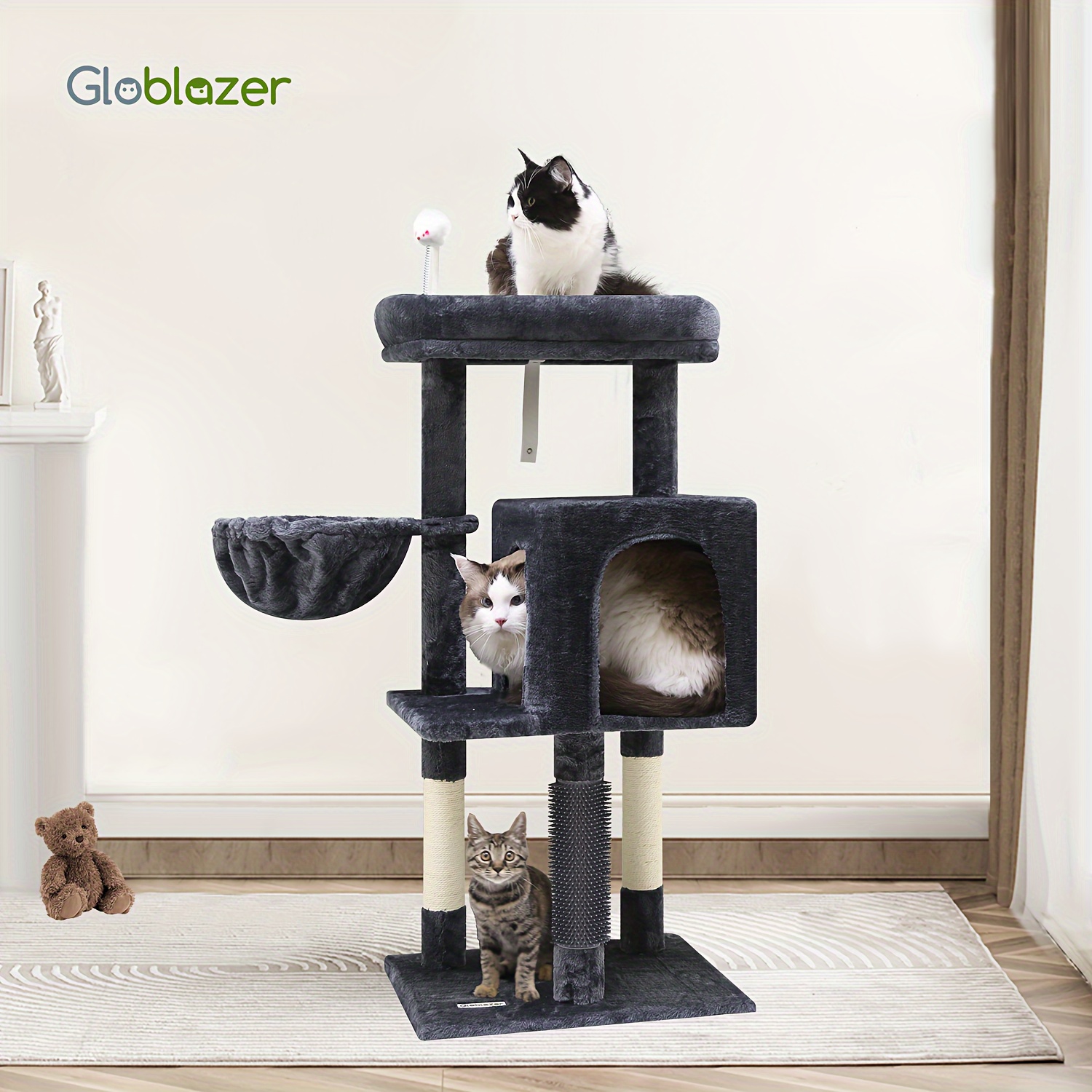 

F46b Cactus Cat Tree, 46-inch Cat Tower For Indoor Adult Cats, Cat Condo With Large Top Perch, , Scratching Posts, Cat Self Groomer, Cat Tree And Tower For Large Cats