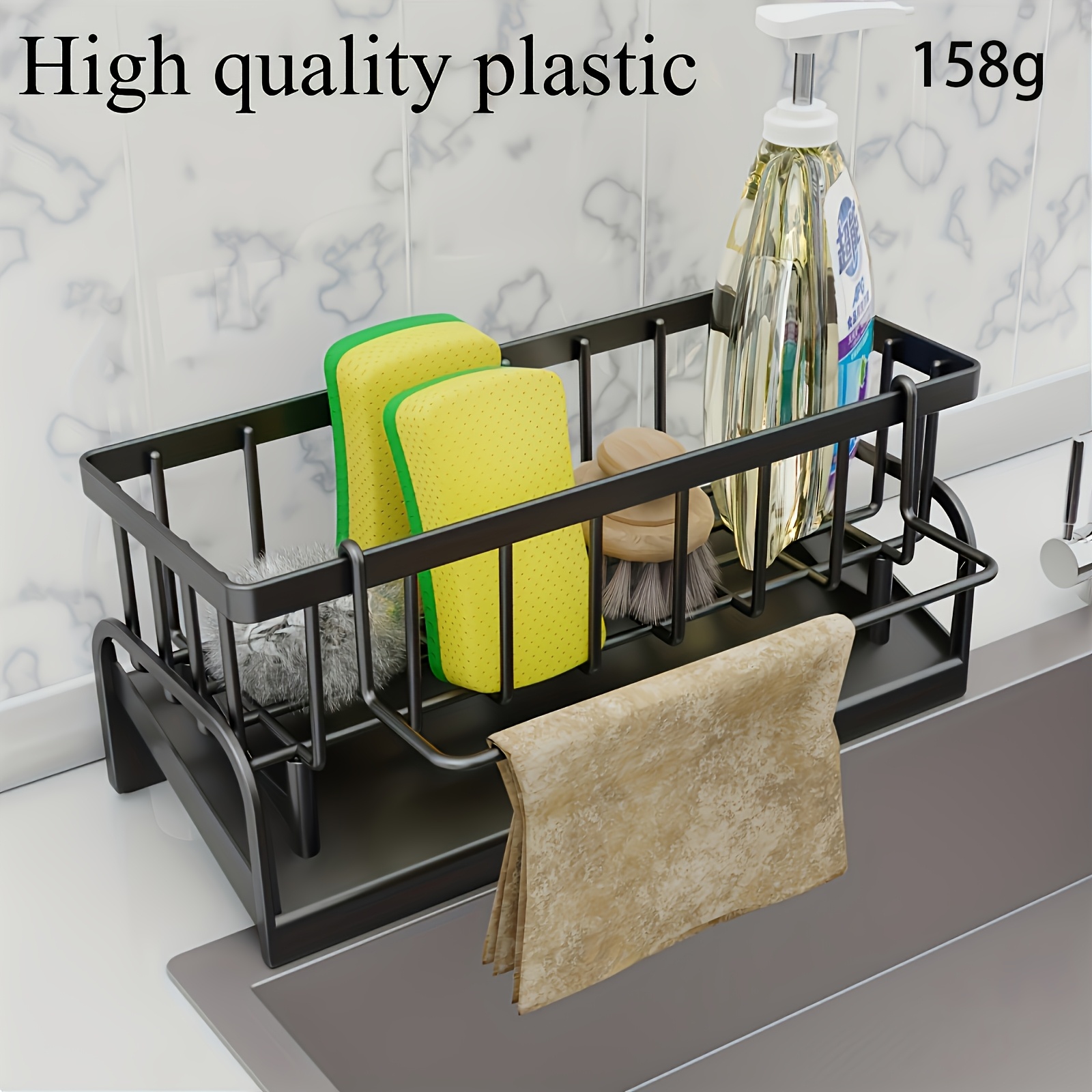 1set Multifunctional Pp Material Dish Cloth And Sponge Holder - Space-, Durable, Easy-to-clean, Faucet-mounted Design - Perfect For Kitchen And Bathroom Organization, Storage Solutions