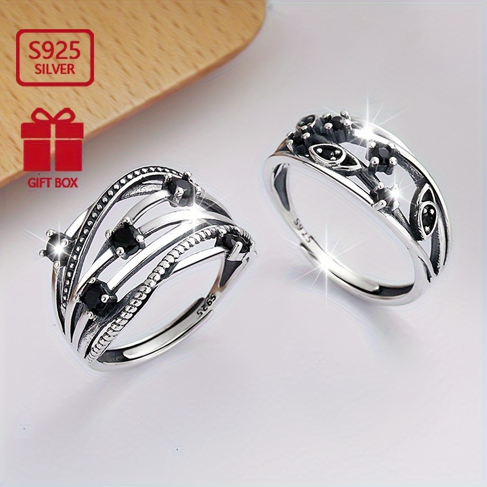 

1 pièce Bague en argent sterling 925 Design multicouche Zircone brillant pavé Choisissez simplement un style que vous préférez Assortir aux tenues quotidiennes Bijoux de haute qualité