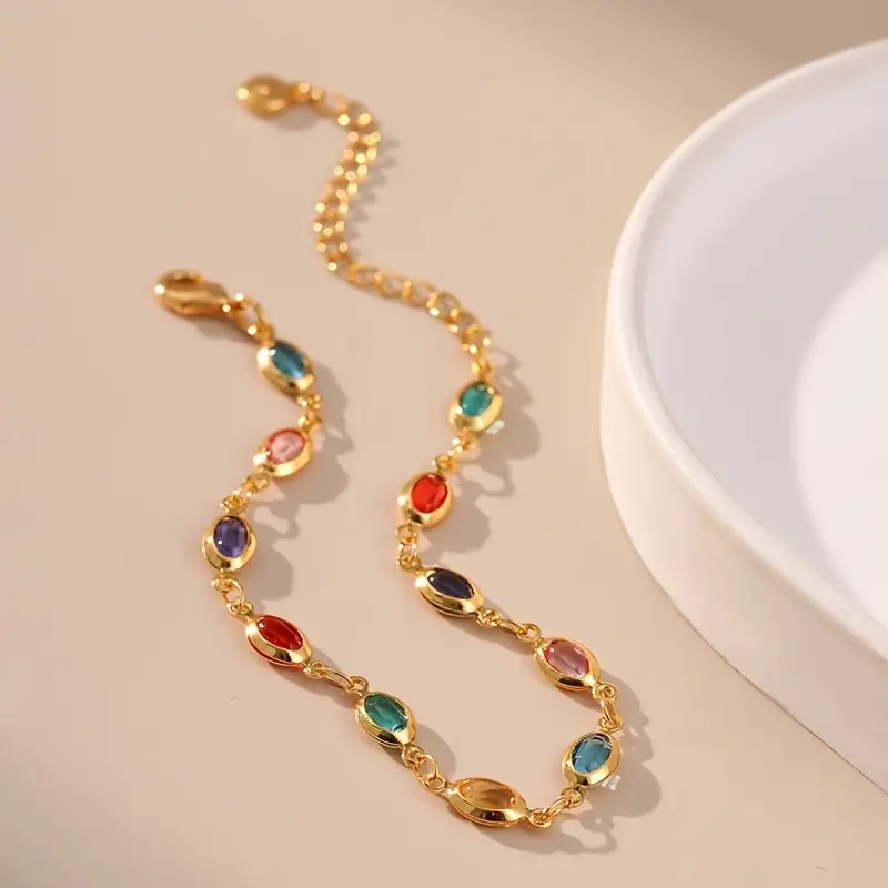 E-shop Elegantes und modisches Damenarmband aus Edelstahl mit eingelegtem synthetischem Zirkonia, lässig, passend zum Urlaub, vielseitig
