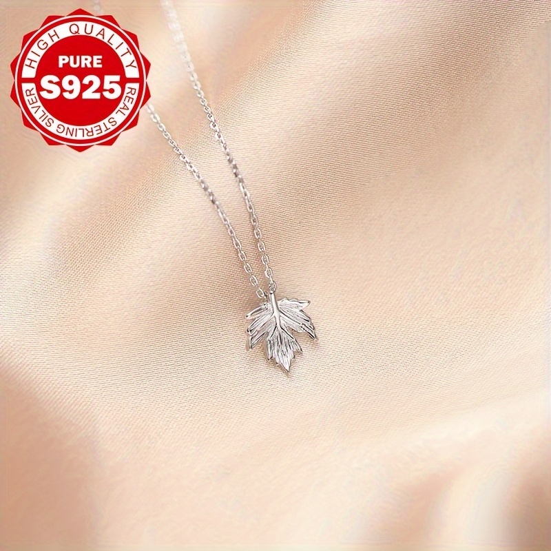 Maple Leaf Necklace, S935 Sterling Silver Design