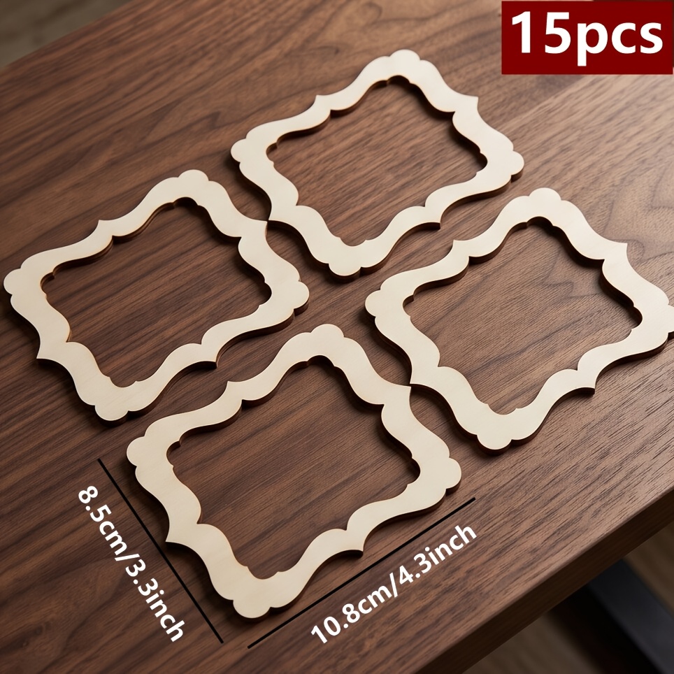 TEMU 15pcs Cadre en Bois Creux de Peinture Décorative Graffiti Décor Maison Porte Décor Entrée Décoration Anniversaire Mariage Pendentif en Bois Noël