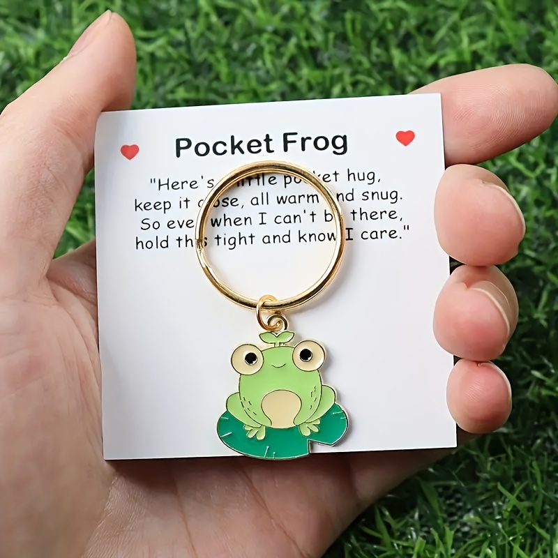 

Cute Frog Keychain With Pocket Hug And Encouragement Card - Friend Birthday Or Graduation Gift, Gift, Bag Decoration