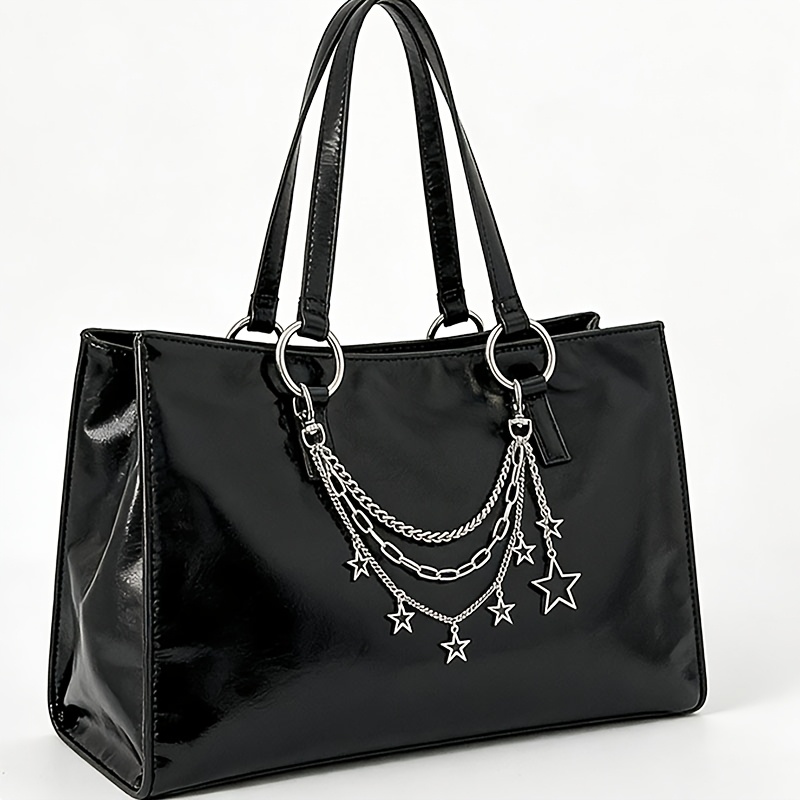 TEMU Porte-clés Tendance Punk Étoile à Gland, Design Double pour un Port Facile, Idéal pour Sacs et Décoration de Pantalons, Cadeau pour les et
