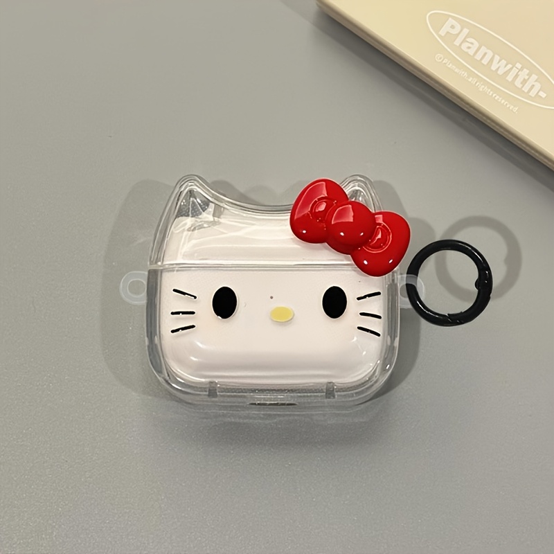 Cute Cartoon Hello Kitty 3d Bow Pattern Earphone Case Cover, Suitable For Airpods 1/2/3/4/pro//pro3, A Birthday Gift For Girlfriends And