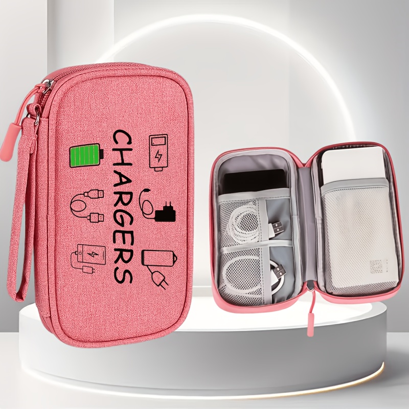 TEMU Una borsa organizer da viaggio compatta, progettata per accessori elettronici, perfetta per riporre cavi , caricabatterie, smartphone, chiavette