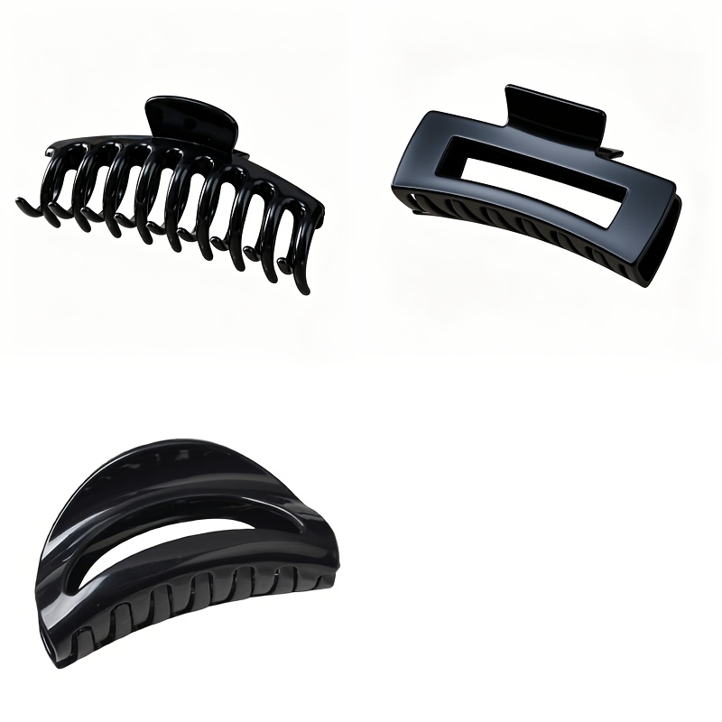 TEMU 3pcs Set With Multiple Color And Style Combinations From: 2 Materials + 1 Regular Material. Includes Soft-textured Shark Clip Hairpins And Basic