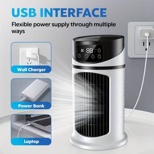2026 upgrade new portable air conditioner 6 speed portable cooling fan with 7 color ambient lights humidifier fan 3 in 1 mini cooling system compact cooler for home office small rooms ideal gift suitable for home and travel