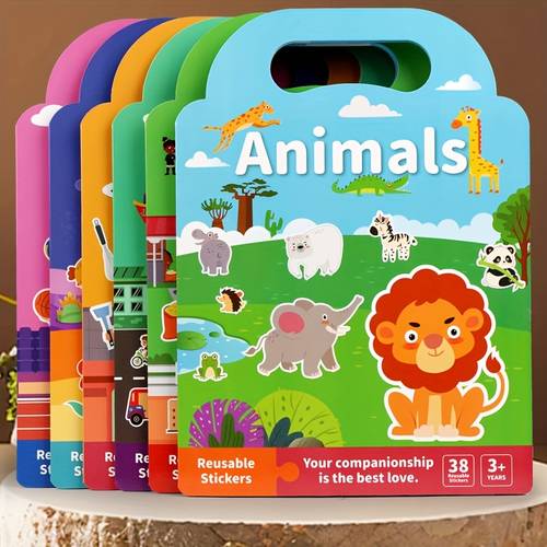 libros de pegatinas para jóvenes, diseño impermeable de cara con animales, de equitación y deportiva, actividad de aprendizaje , pegatinas divertidas, regalo de halloween y navidad