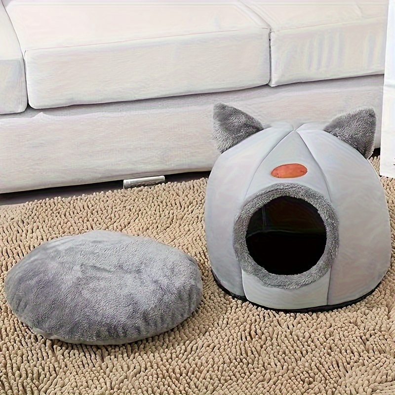 

Cozy Large Cat Bed - Winter Pet House For Cats, Contemporary Style, Non-assemble Polyester Fiber