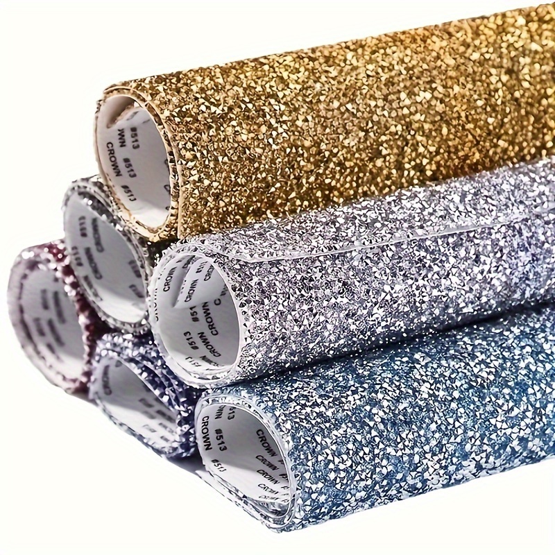 

1pc Sparkling Glitter Wrapping Paper Sheet, Assorted Colors Self-adhesive Resin Rhinestone Paper, Cut-to-size Craft Paper For Gift Packaging & Diy Items Decoration