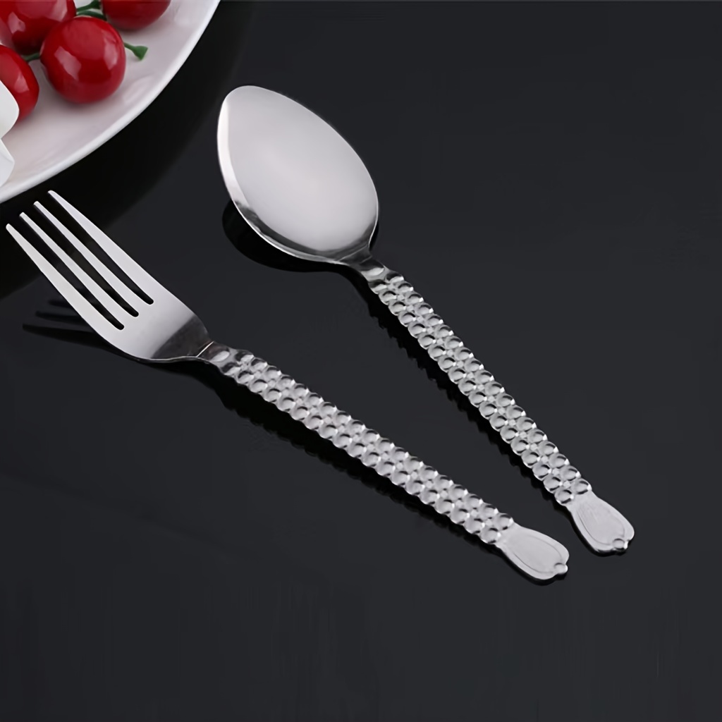 

Stainless Steel Flatware Set, Beaded Pearl Pattern Handles, Western Dining Cutlery Spoons And Forks, 12-piece/24-piece Set
