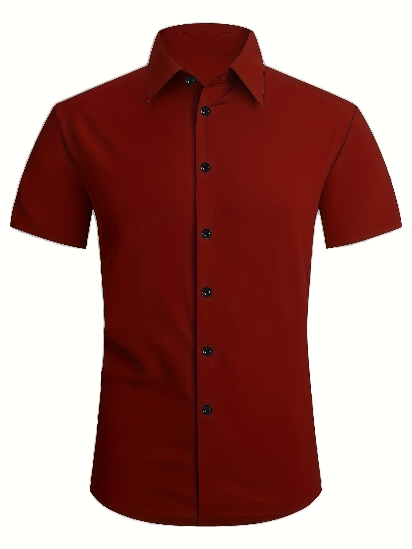 mens fit short sleeve dress shirt solid color collar - Temu