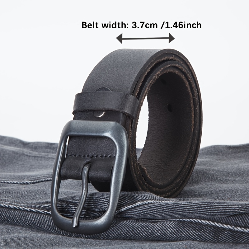 TEMU New Fashionable High-quality Cowhide Leather Belt, Alloy , Durable Men's Cowhide Leather Belt, Casual Versatile Leather Belt For - Commuting