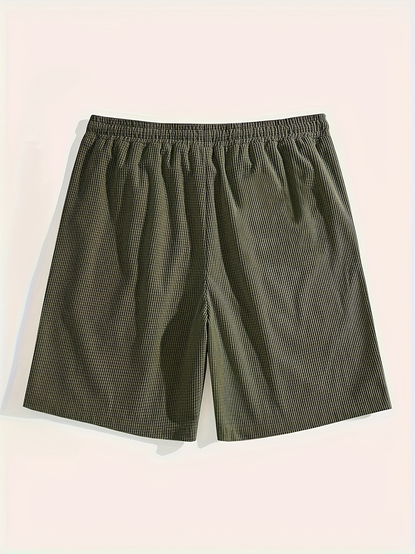 Men'S Casual Corduroy Shorts - Summer Beach Style, Light Brown, Drawstring Waist, Loose Fit, Lightweight & Breathable for Casual Attire, Beach Shorts