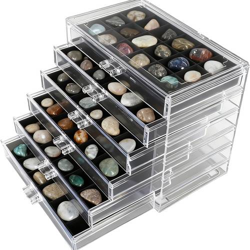 6 tier acrylic rock display case 108 compartments 3 x 3 5 cm with small collectibles sections ideal for gems stones