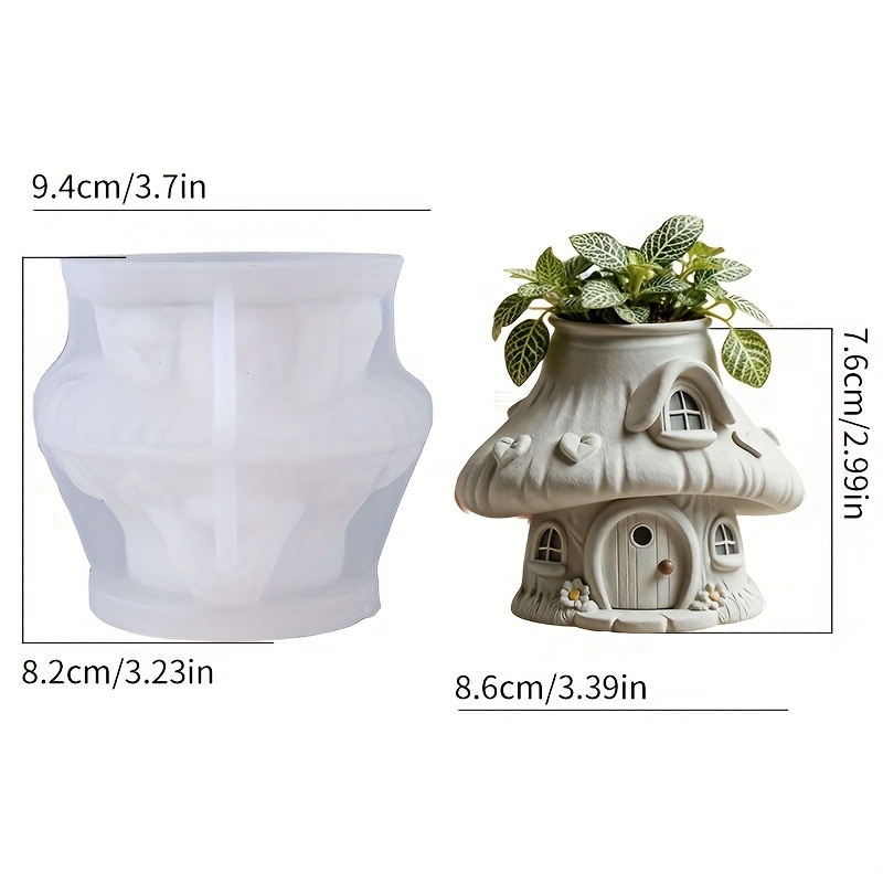 Image of A Silicone Mold Shaped Like A Tale Mushroom House, Suitable For Making Clay Items, Green Plant Pots, And Desktop Decorations. Ideal For Crafts And Whimsical Home Decor