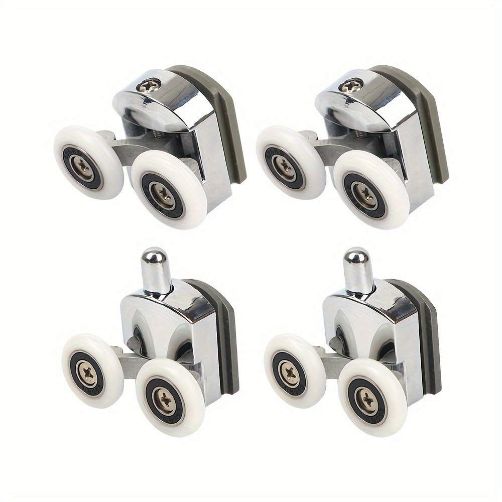 4PCS Shower Door Rollers/Runners/Wheels Replacement Bathroom Sliding Door  Pulley Hardware Parts, Plastic and Alloy Construction for of Shower