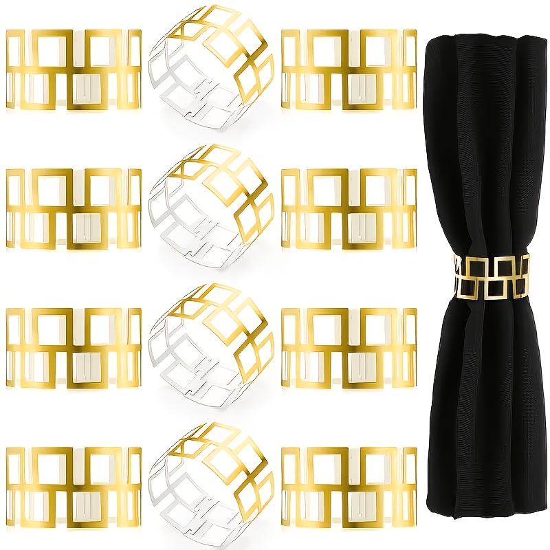 TEMU Lot de 40 ronds de serviette dorés découpés au laser pour décoration de table de mariage, banquet, fête - Porte-serviettes élégants en papier