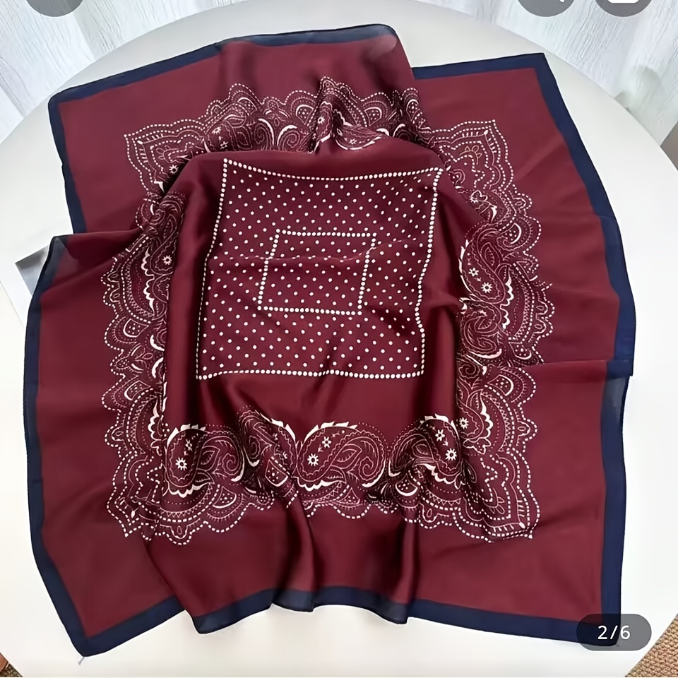 TEMU 1pc Foulard Carré | Bandana en Satin Imprimé pour Femmes, Serre-tête, Châle et Écharpe de Cheveux Tendance pour Dame, Bandana Féminin Hijab,