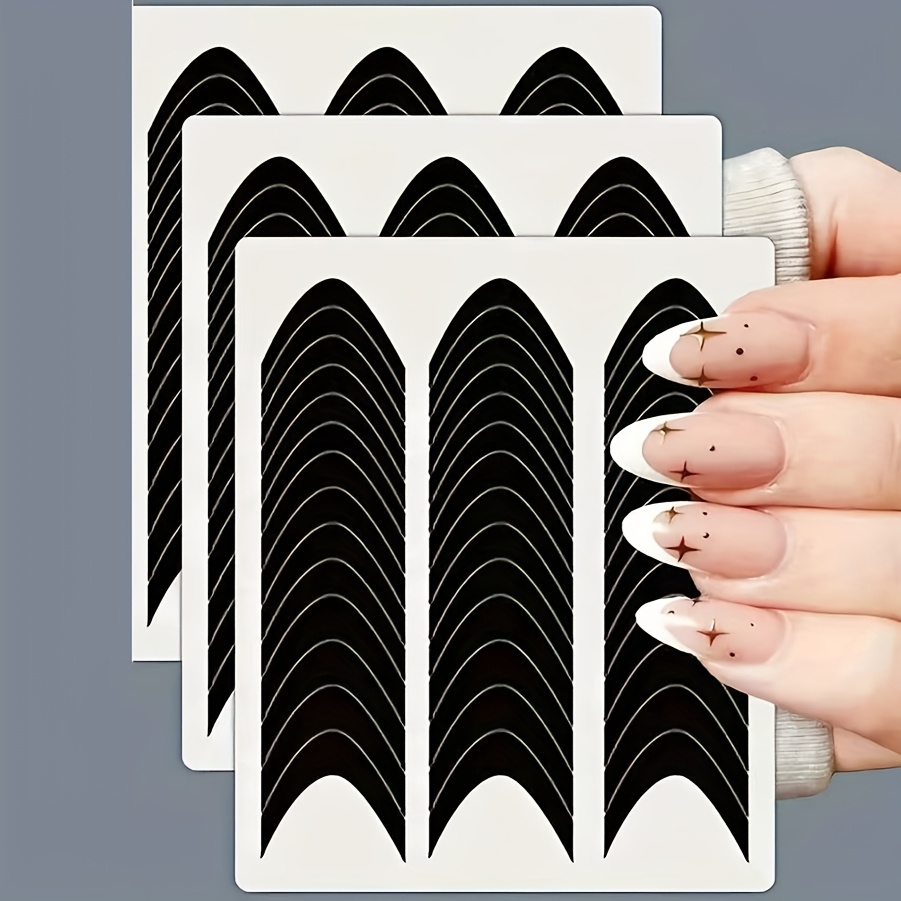 

39/234pcs French Style Nail Art Stickers With , Diy Nail Decoration Templates And Tools, And Remove, Self-adhesive Nail Tips Decorations And Template Guide