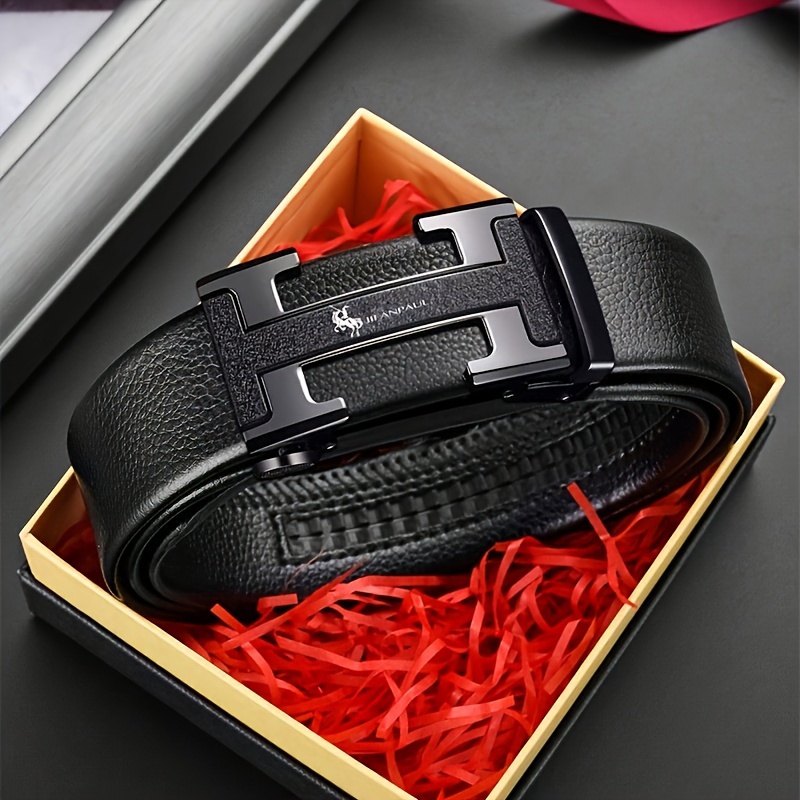 

Men's Sleek Business Belt - Classic Style With Smooth Automatic Buckle, Durable Pu Leather