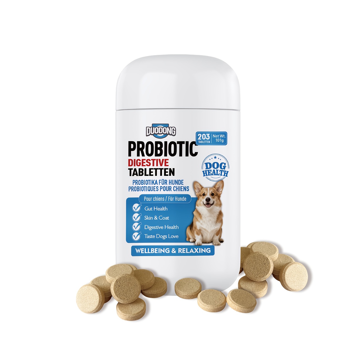 Image of Probiotics For Dogs, Gut Health & Yeast Balance Supplement And Digestive Enzymes, Supports Immunity And Digestive Wellness, 203 Tablets