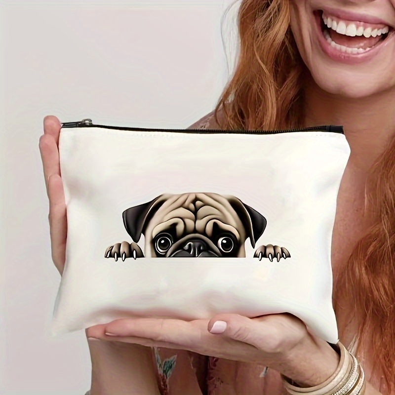 

Kawaii Puppy Pattern Carry All Pouch, Clutch Zipper Makeup Bag For Women, Portable Toiletry Wash Bag