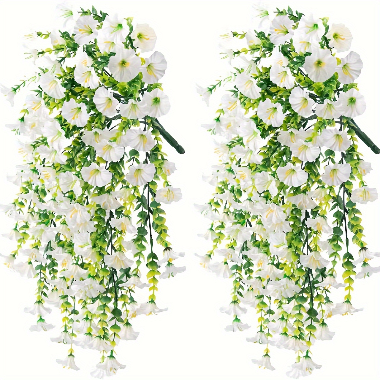 

2pcs Uv-resistant Fabric Hanging Flowers With Eucalyptus - Outdoor, | Ideal For Weddings, Christmas, Easter, Thanksgiving & Day, For Spring