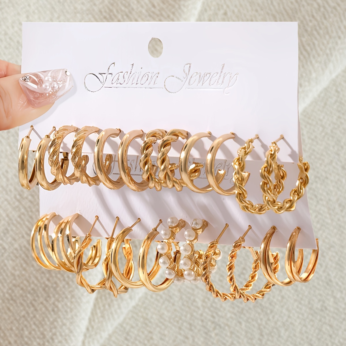 

24pcs Elegant Twist & Pearl Hoop Earrings Set - Chic & Party Accessories For Women