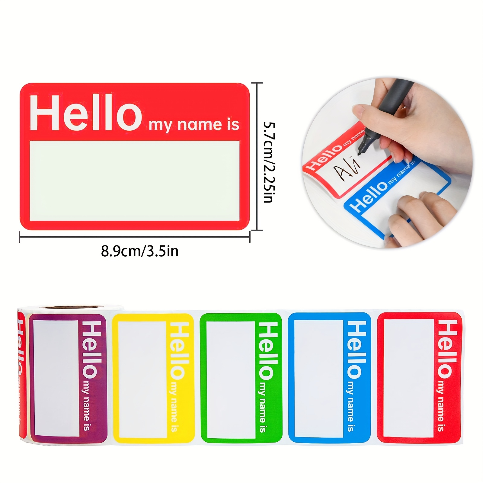 Image of 200pcs 3.5 X 2.25in Multicolor Name Label Stickers, Hand- Name Stickers, Reward Stickers, Name Label Stickers