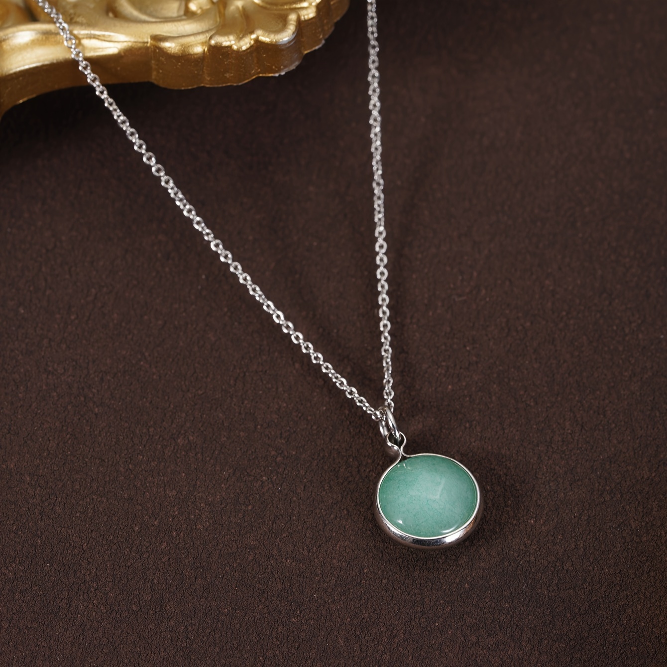 

- Pendant Necklace - Round Stone, , For &