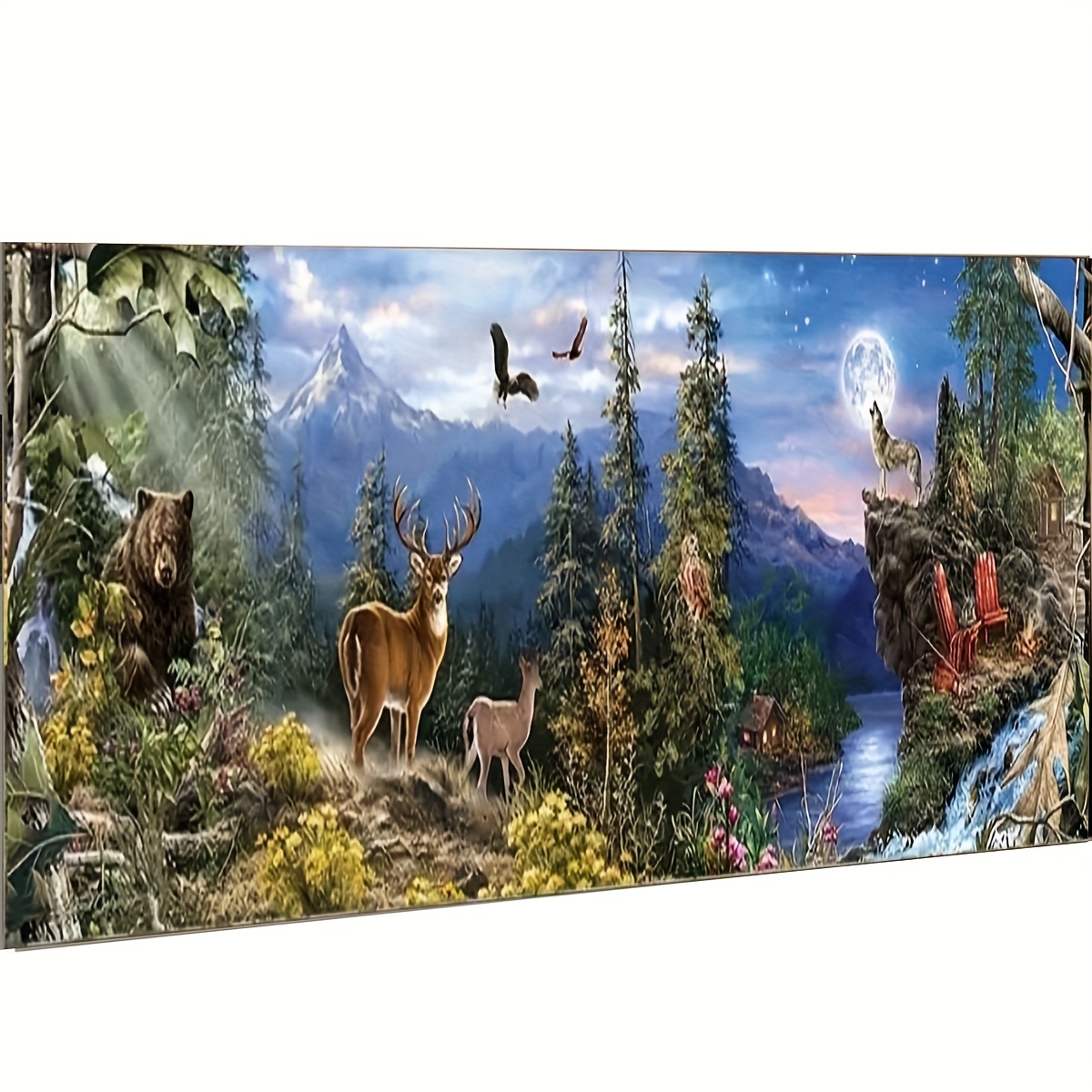 

5d Diy Artificial Full Diamonds Painting Set For Adults Beginners, Deer And Tree Pattern Diamonds Art For Home Wall Decoration And Gift 35.43x13.78inch