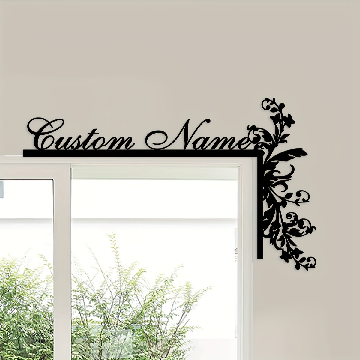 

Vintage Metal Customizable Text Door Corner Sign - Wall Hanging Floral Door Trim Topper - Personalized Metal Door Frame Plaque - Multipurpose Housewarming Gift Without Electricity